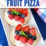 These fruit pizzas are quick and easy to make and will look gorgeous and taste amazing at your Memorial Day, Fourth of July or summer barbecue outing this summer!