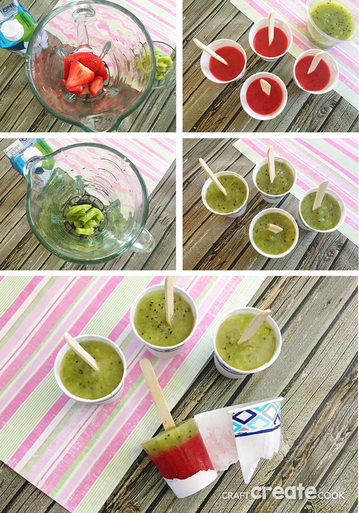 With only three ingredients, these strawberry kiwi ice pops will be a big hit this summer.