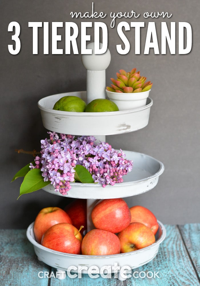 This knockoff Pottery Barn 3 Tiered Stand will look gorgeous in your home!