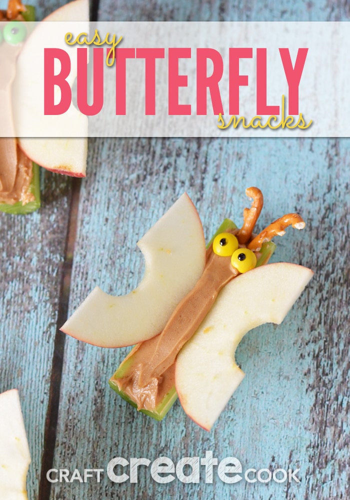 I'm always looking for fun, healthy snacks for kids. And these butterflies combine a fruit and vegetable and protein with a little chocolate treat for kids!