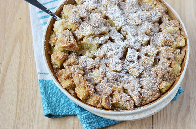 The only thing better than the smell of this french toast casserole filing your home, is that you make it the night before!