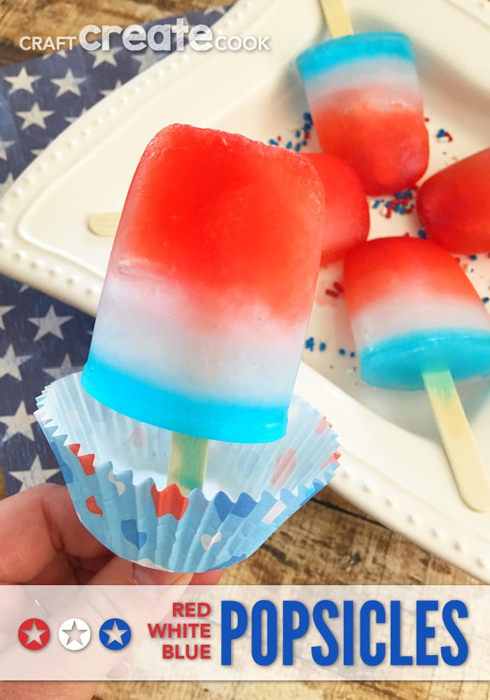 The 4th of July is just around the corner, so I've been preparing a list of the recipes and crafts my family and I plan on making. On the top of the list are these Red, White, and Blue Popsicles.