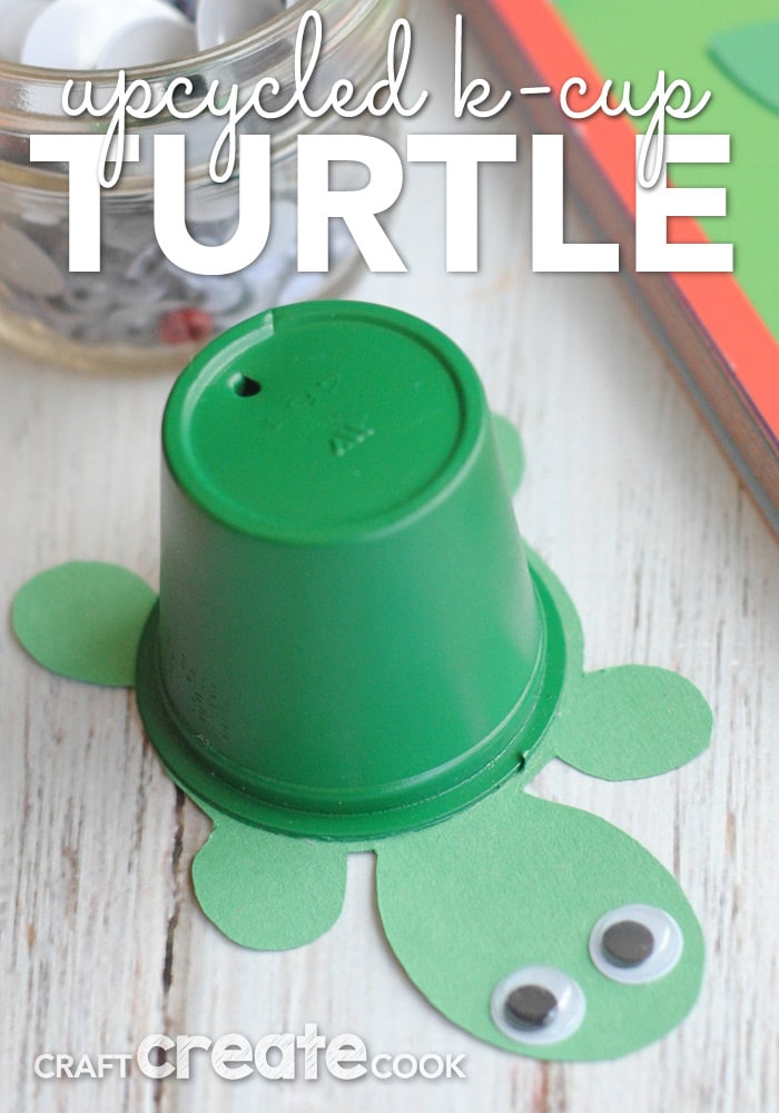 This upcycled k-cup turtle craft is super cute, fun and easy for kids! 