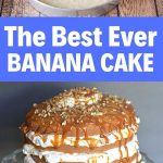 Banana pecan layer cake collage