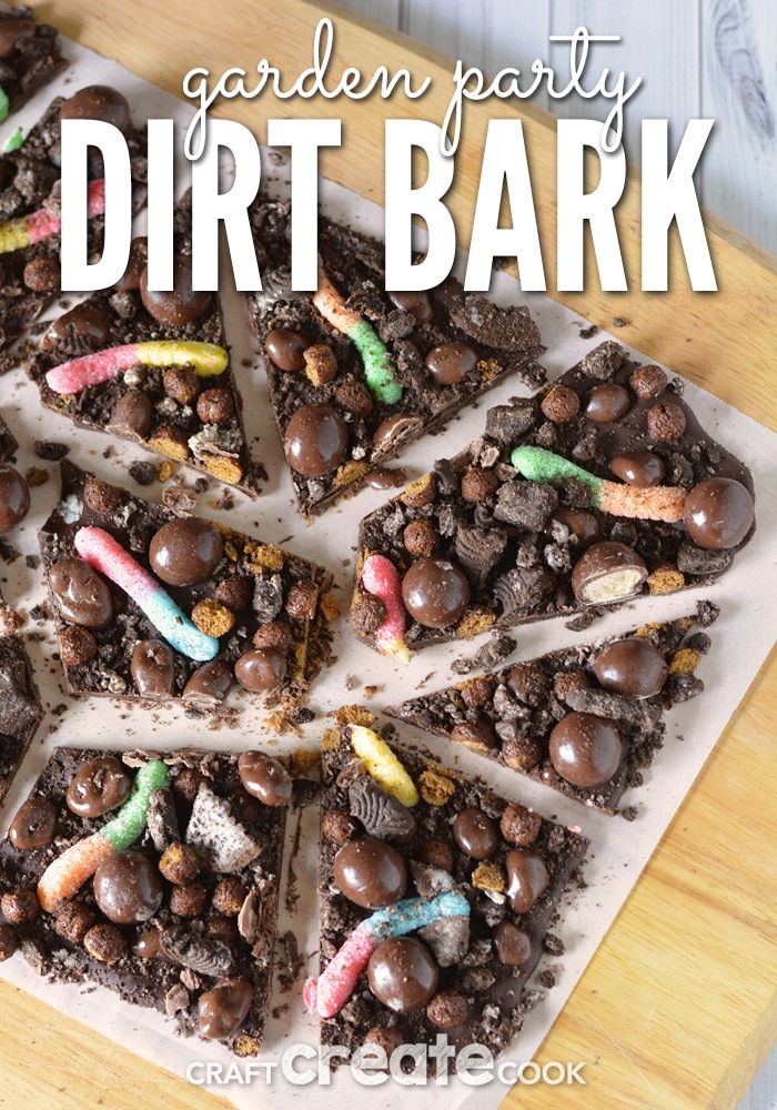 Whether you're having a garden party or a fun dirt birthday party, you'll want to make this easy chocolate dirt bark.