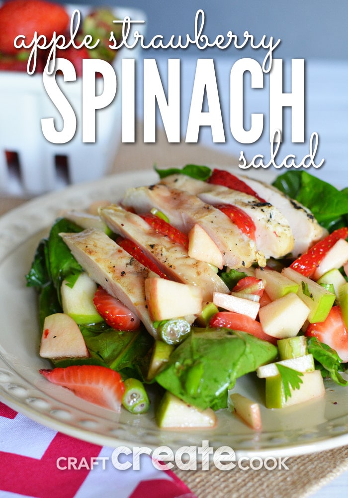 You will not be disappointed in this Strawberry Spinach Salad. Serve it with or without chicken and it will be a big hit!