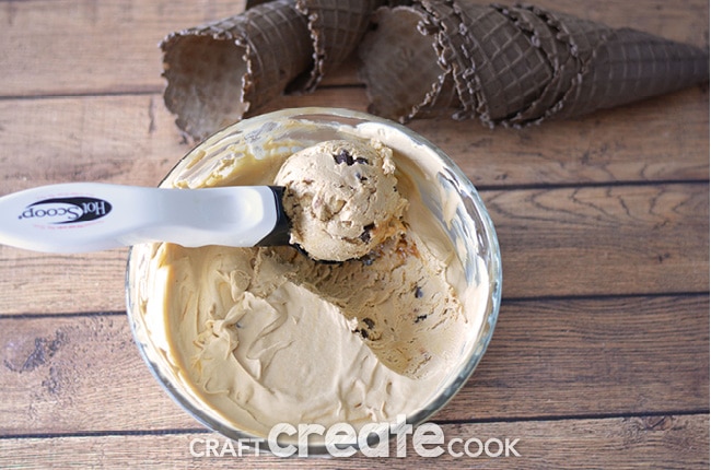 Coffee, caramel and chocolate combine to make this amazing no-machine-required homemade ice cream.