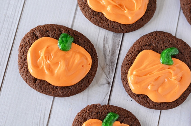 Chocolate wafer pumpkin cookies that are crispy and rich with chocolate to satisfy your sweet tooth