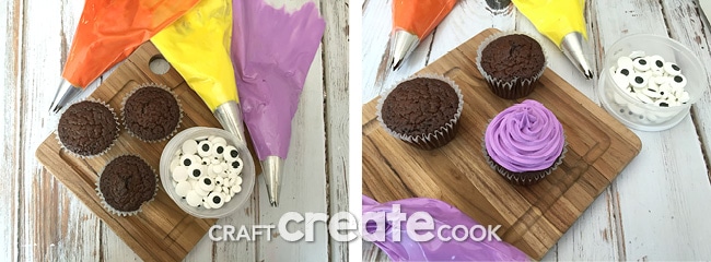 These cute Halloween monster cupcakes are easy and scary good!