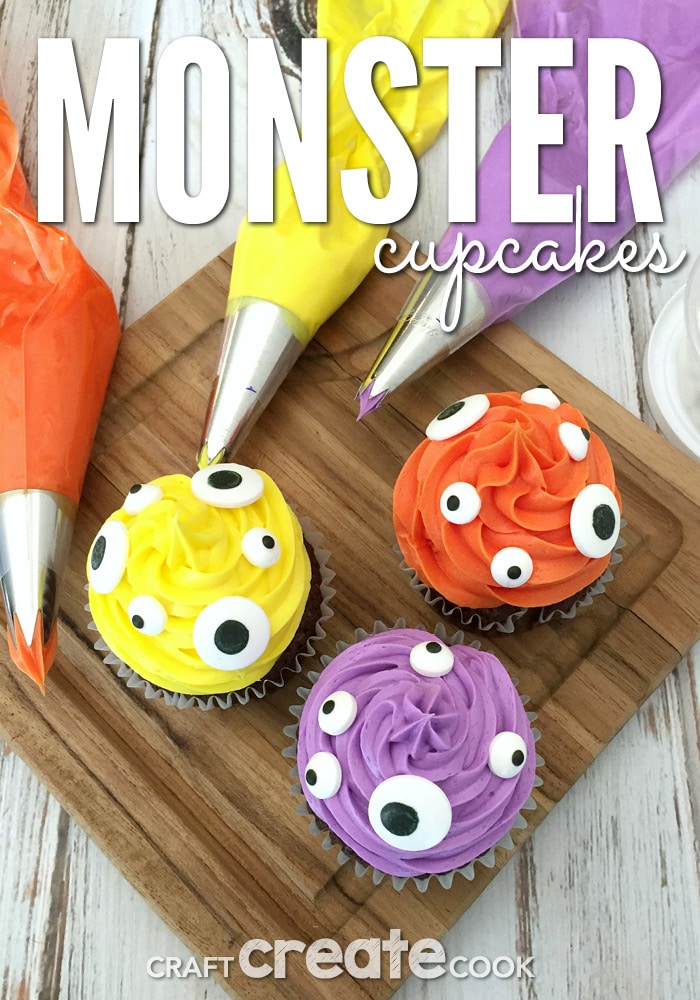 These cute Halloween monster cupcakes are easy and scary good