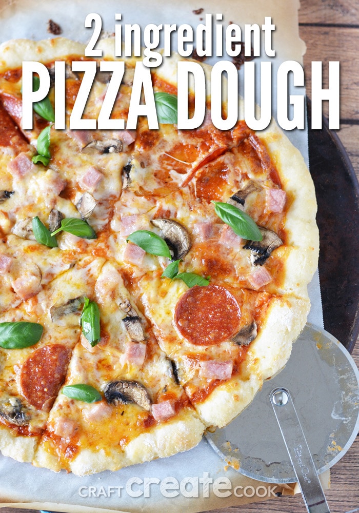 Sounds too good to be true, but this 2 ingredient homemade pizza dough is amazing. You'll want to make it for dinner tomorrow!