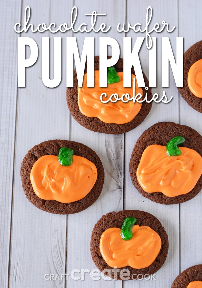 Chocolate wafer pumpkin cookies that are crispy and rich with chocolate to satisfy your sweet tooth