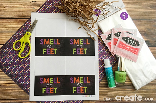 If you're looking for a cute gift for your friend, neighbor, or kid's teacher, this Smell My Feet Halloween Goodie Bag will be a hit.