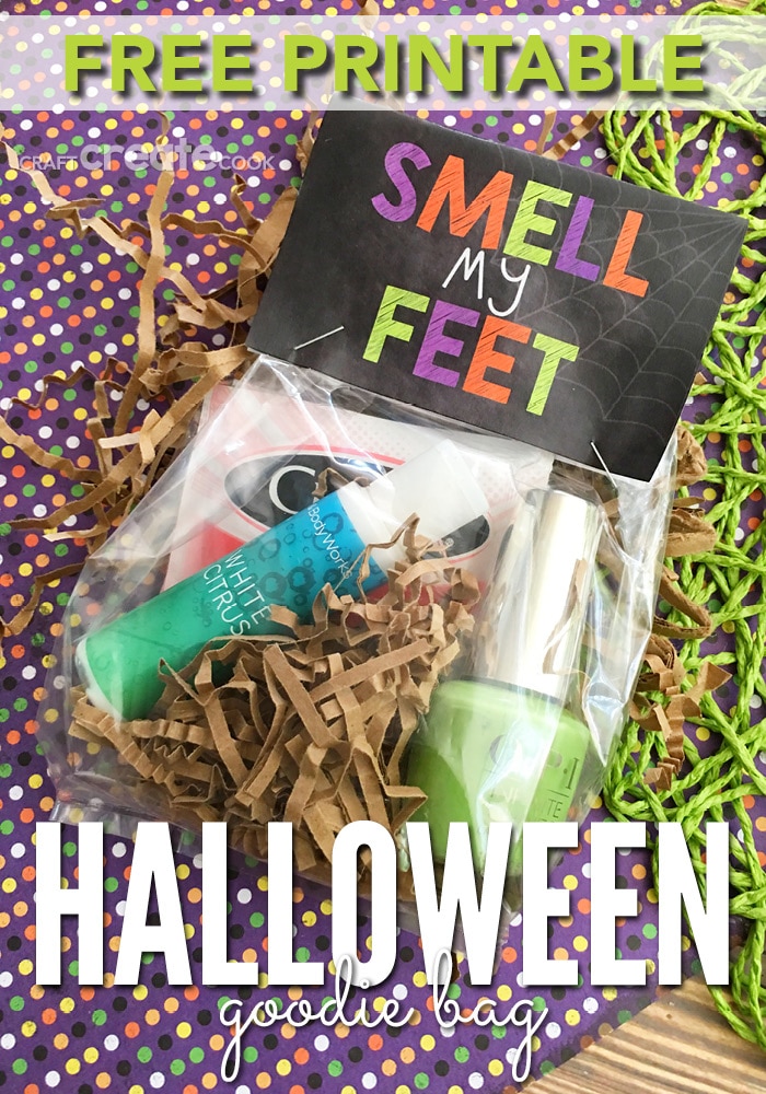 If you're looking for a cute gift for your friend, neighbor, or kid's teacher, this Smell My Feet Halloween Goodie Bag will be a hit.