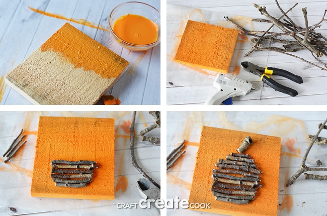 You'll love this easy to make rustic pumpkin twig craft as part of your Halloween decorations!