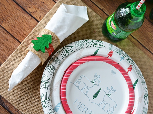 Our Easy to Make Christmas Napkin Rings are no sew and perfect for a small holiday get-together or Christmas dinner.