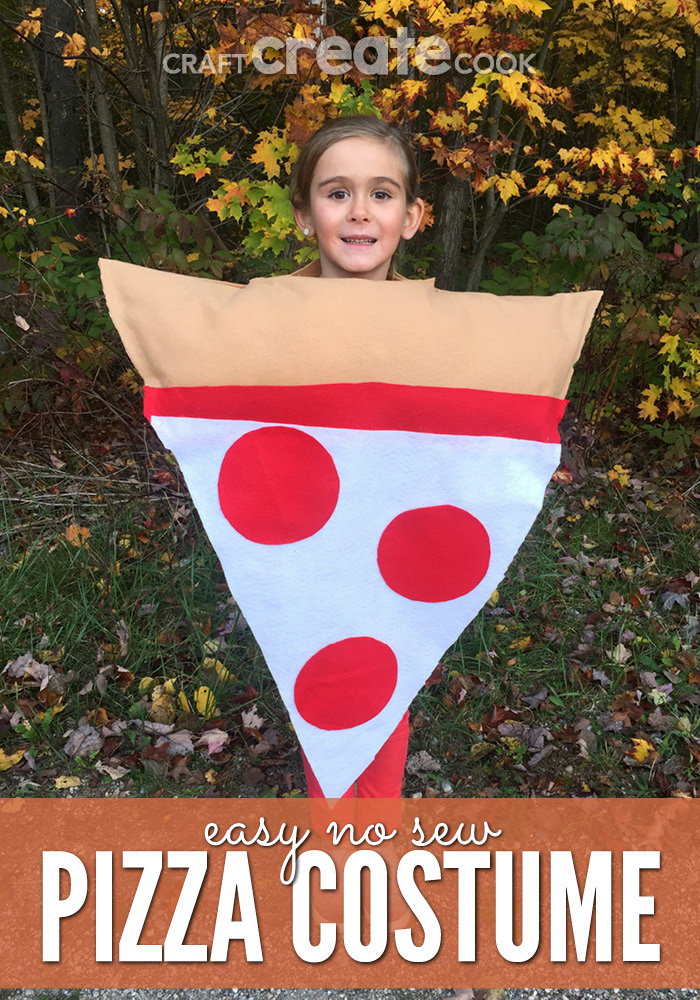 This Easy No Sew Kids Pizza Costume is perfect for Halloween and kids of all ages!