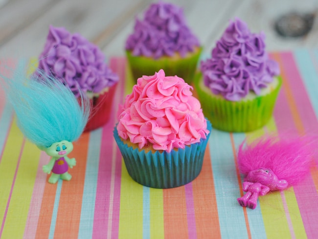 These Trolls Cupcakes are perfect way to celebrate the Dreamworks Trolls movie!