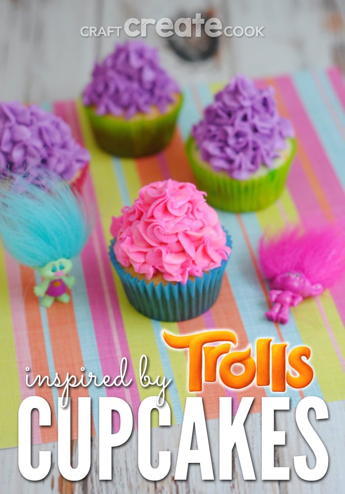 These Trolls Cupcakes are perfect way to celebrate the Dreamworks Trolls movie!