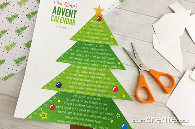 Printable Christmas Tree Advent Calendar - Craft Create Cook