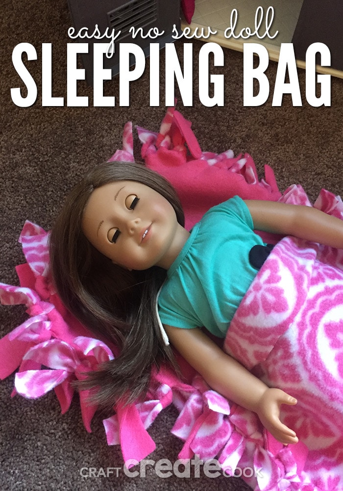 If your little girl is in love with her American Girl Dolls, she will love this tutorial for an Easy No Sew American Girl Doll Sleeping Bag.