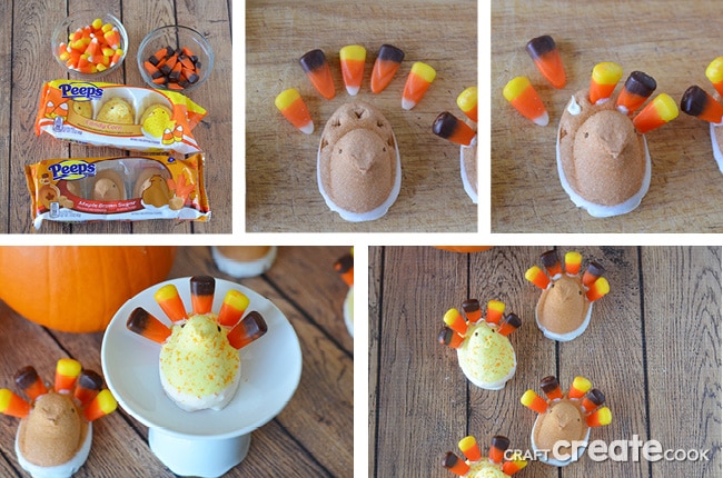 These turkey marshmallow peeps will be perfect for your Thanksgiving table! 