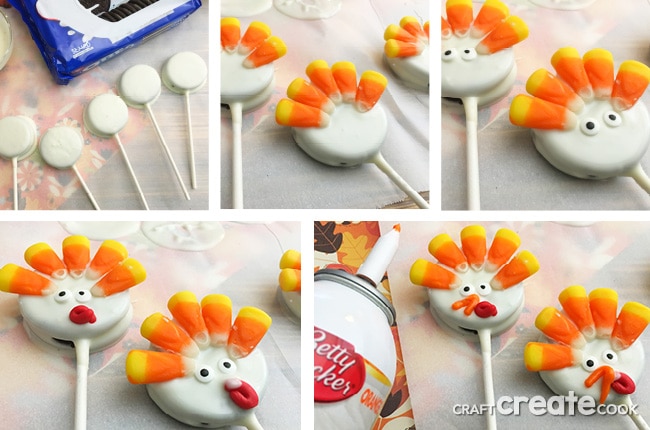 It's November and Thanksgiving is sneaking up, if you need a quick and easy dessert for the kids to make these Turkey Oreo Pops will do the trick.