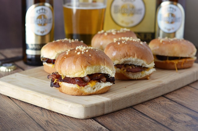 You won't be disappointed with these Gourmet Beer Bacon Grilled Cheese Sandwiches, perfect for that game day celebration!