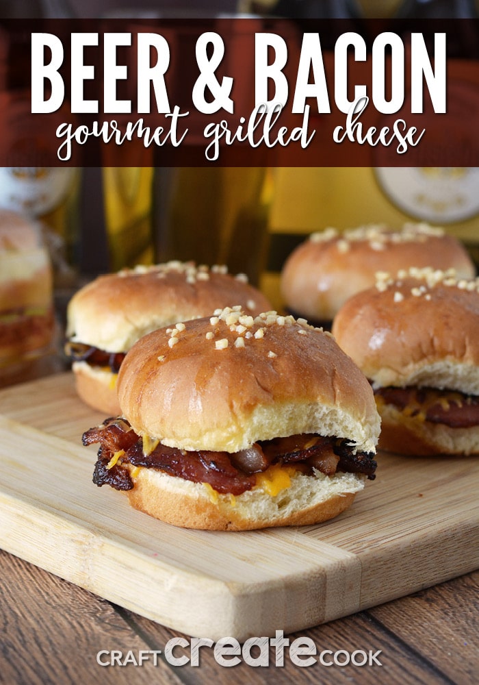 You won't be disappointed with these Gourmet Beer Bacon Grilled Cheese Sandwiches, perfect for that game day celebration!