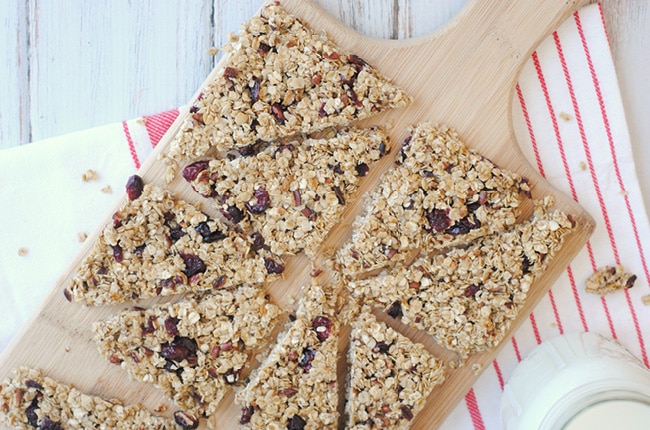 Homemade Chewy Granola Bars are easy to make and great for a grab & go breakfast or quick, healthy snack!