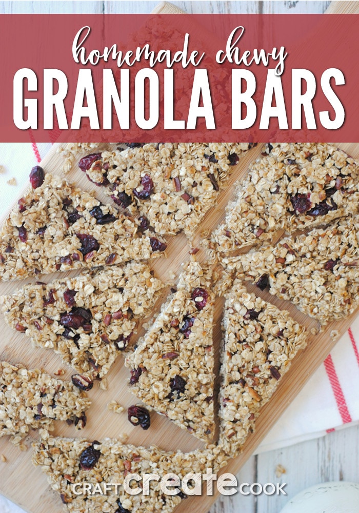 Homemade Chewy Granola Bars are easy to make and great for a grab & go breakfast or quick, healthy snack!