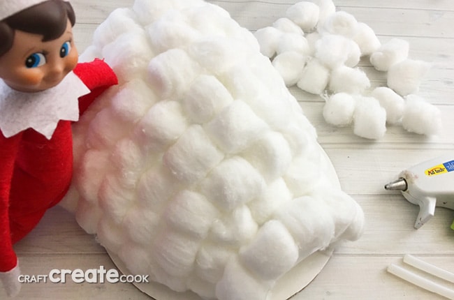 The kids will love this surprise igloo made by your handyman elf on the shelf.