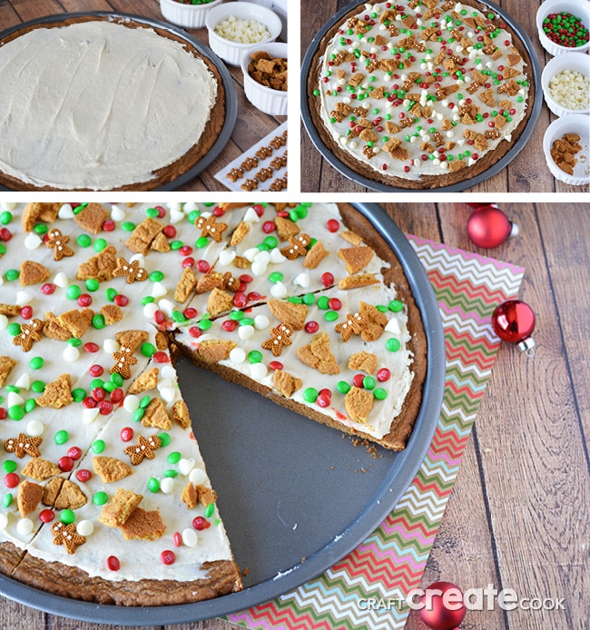 Try a new spin on a traditional gingerbread cookies recipe with this gorgeous dessert pizza!
