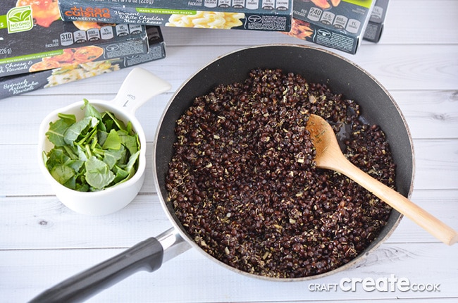 This easy black lentils and spinach recipe is one of my favorite healthy side dishes.