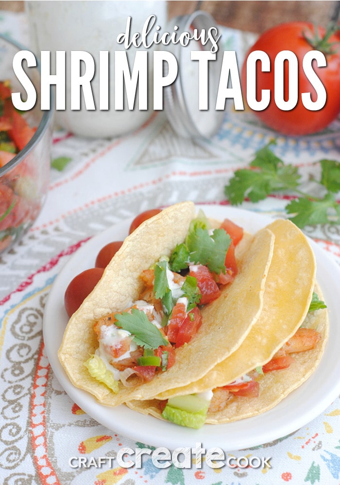 These shrimp tacos are perfect for a healthy dinner or great for using leftover shrimp for a light and healthy lunch!