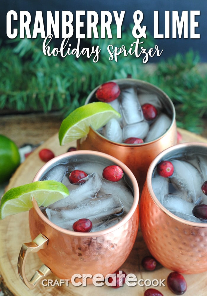 This light and refreshing Cranberry & Lime Holiday Spritzer is the perfect drink during the holidays!