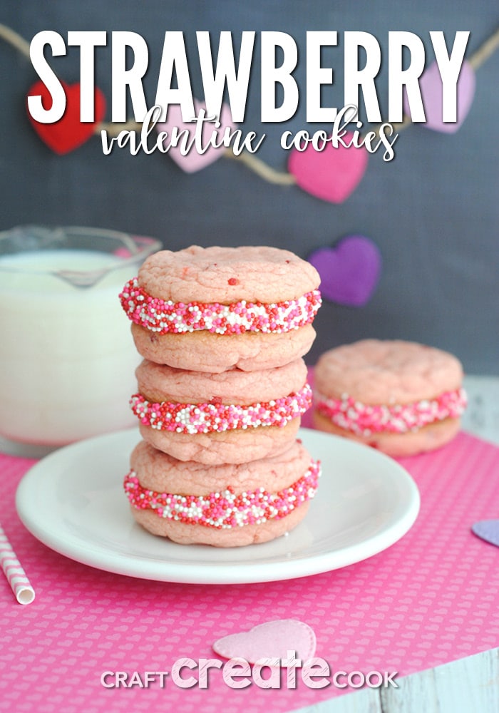 These Strawberry Valentine Cookies are perfect for Valentines Day!