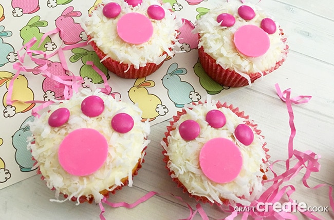 These Bunny Print Easter Cupcakes will be a perfect treat to make with the kids this Easter.