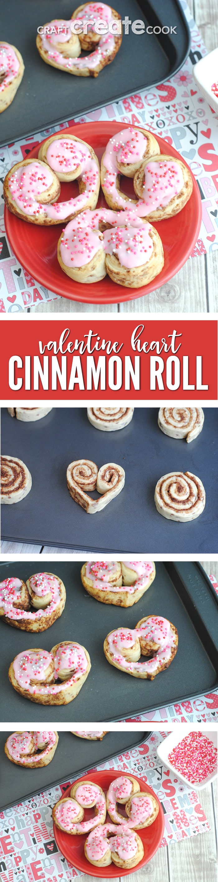 Valentine Cinnamon Roll Hearts Craft Create Cook