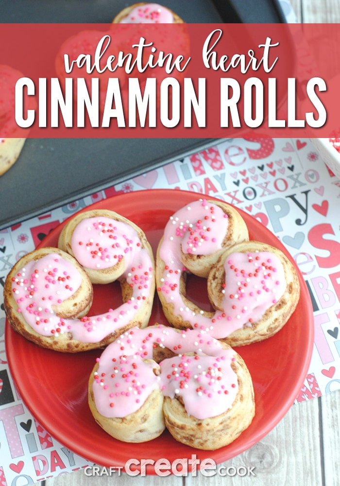 Valentine Cinnamon Roll Hearts are adorable, easy to make and perfect for Valentines breakfast!