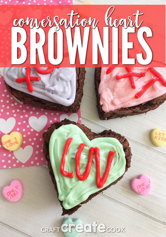 I love making desserts and crafts for Valentine's Day, these Conversation Heart Brownies were especially fun.