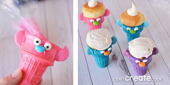 According to Poppy, Cupcakes and Rainbows are the perfect combination! These troll cupcakes are just that! 