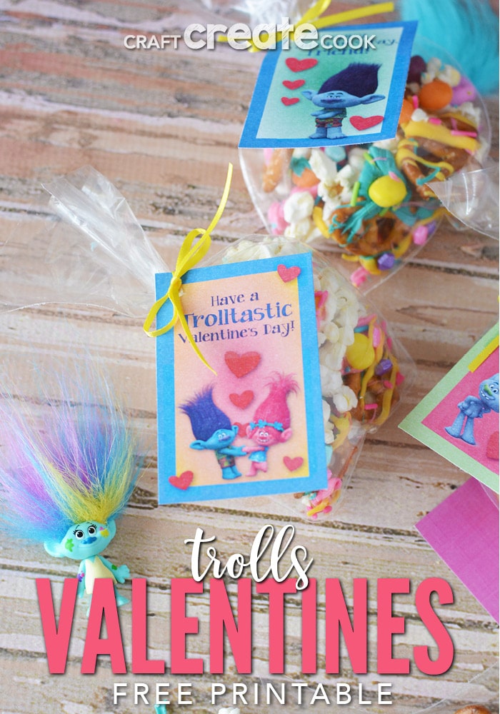 This Troll Valentine Snack Mix will be a BIG hit at this year's classroom parties! 