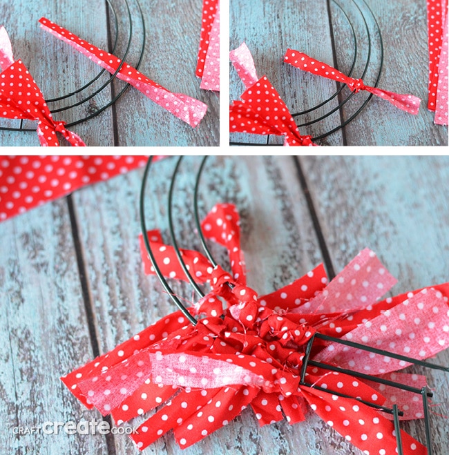 Cue up your favorite Netflix show and make this easy Valentine Fabric Wreath! 