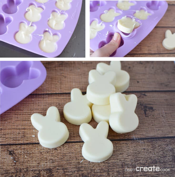 No bake white chocolate Easter bunny treats will look adorable on your Easter table!