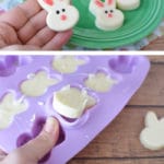 No bake white chocolate Easter bunny treats will look adorable on your Easter table!