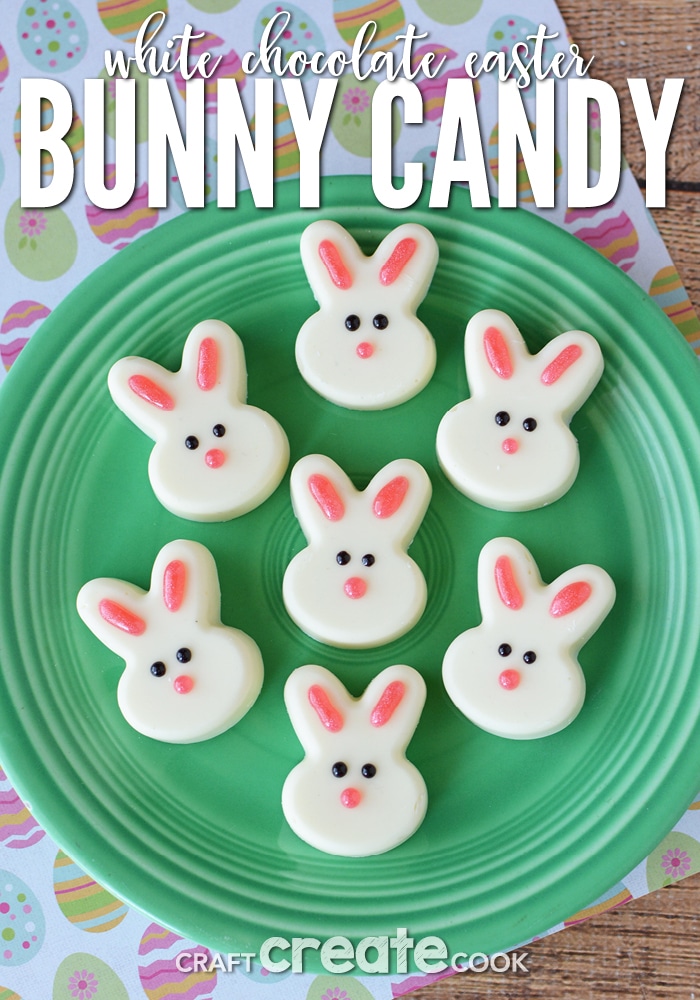 No bake white chocolate Easter bunny treats will look adorable on your Easter table!