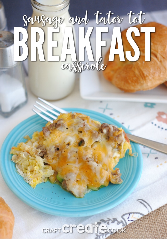 This sausage & tator tot breakfast casserole is perfect for weekend mornings!