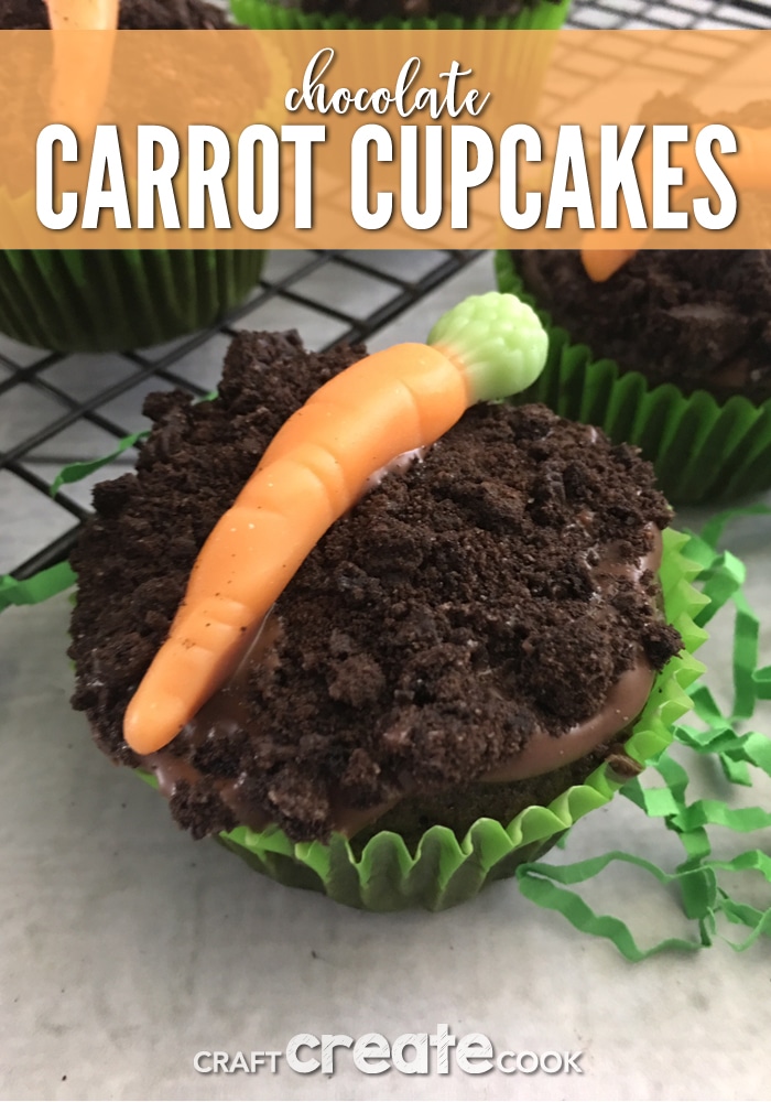 These Double Chocolate Carrot Cupcakes are the perfect dessert to get you thinking about Spring.