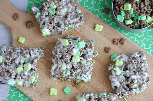 These St. Patrick's Chocolate Lucky Charm Treats are a cinch to make and are chocolately delicious!